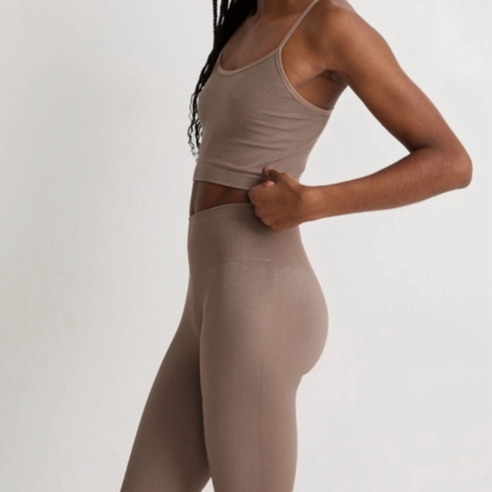 NWT Madewell MWL Super Ribbed High Rise Seamless Leggings Tan Size L/XL